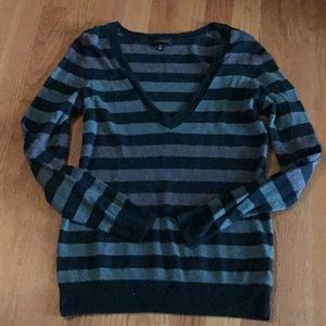The Limited V-neck striped sweater greens/grays XS
